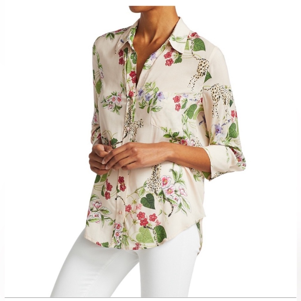 NWT L'AGENCE Ryan Blush Panther Print Blouse in Blush Pink, Size 0 - Picture 2 of 6